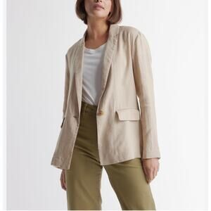QUINCE 100% European Linen Oversized Blazer M Driftwood Minimalist Beige Casual